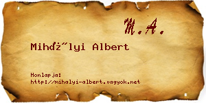 Mihályi Albert névjegykártya